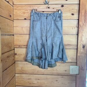 Vintage Wool Asymmetrical Mermaid Skirt Womens Small Gray DDP France Y2K Grunge